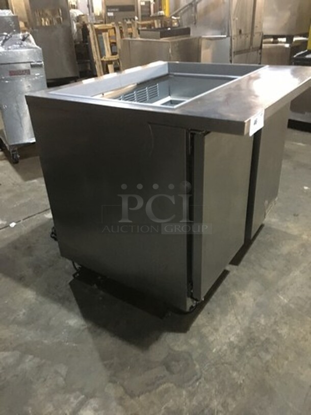 Beverage Air Commercial Mega Top Refrigerated Sandwich Prep Table! With 2 Door Underneath Storage Space! With Poly Coated Racks! All Stainless Steel! Model SPE3615M Serial 10600605! 115V 1Phase! - Image 2 of 10