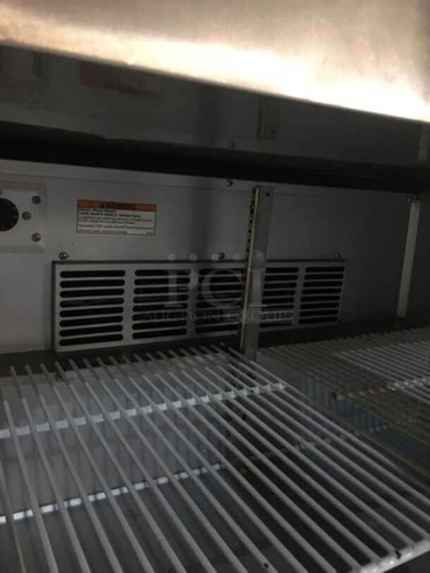 Beverage Air Commercial Mega Top Refrigerated Sandwich Prep Table! With 2 Door Underneath Storage Space! With Poly Coated Racks! All Stainless Steel! Model SPE3615M Serial 10600605! 115V 1Phase! - Image 8 of 10