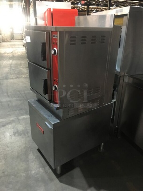 Vulcan Commercial Natural Gas Powered Dual Cabinet Steamer! All Stainless Steel! Model VSX24G171 Serial 271123508! On Legs!
 - Image 2 of 10