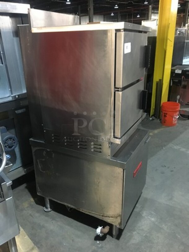 Vulcan Commercial Natural Gas Powered Dual Cabinet Steamer! All Stainless Steel! Model VSX24G171 Serial 271123508! On Legs!
 - Image 3 of 10