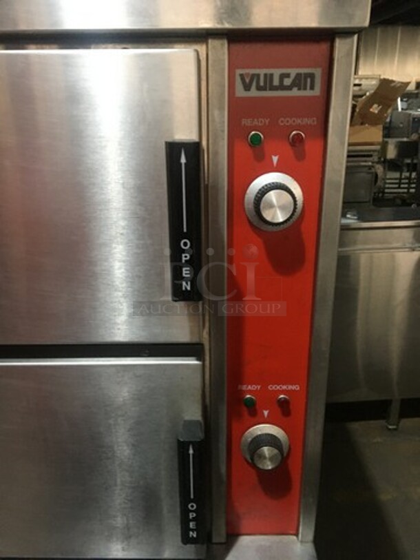 Vulcan Commercial Natural Gas Powered Dual Cabinet Steamer! All Stainless Steel! Model VSX24G171 Serial 271123508! On Legs!
 - Image 7 of 10