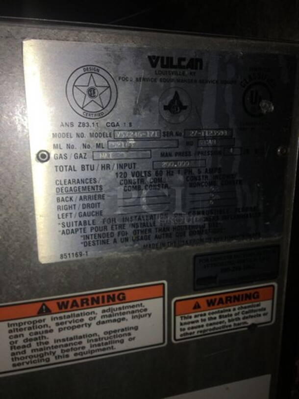 Vulcan Commercial Natural Gas Powered Dual Cabinet Steamer! All Stainless Steel! Model VSX24G171 Serial 271123508! On Legs!
 - Image 9 of 10