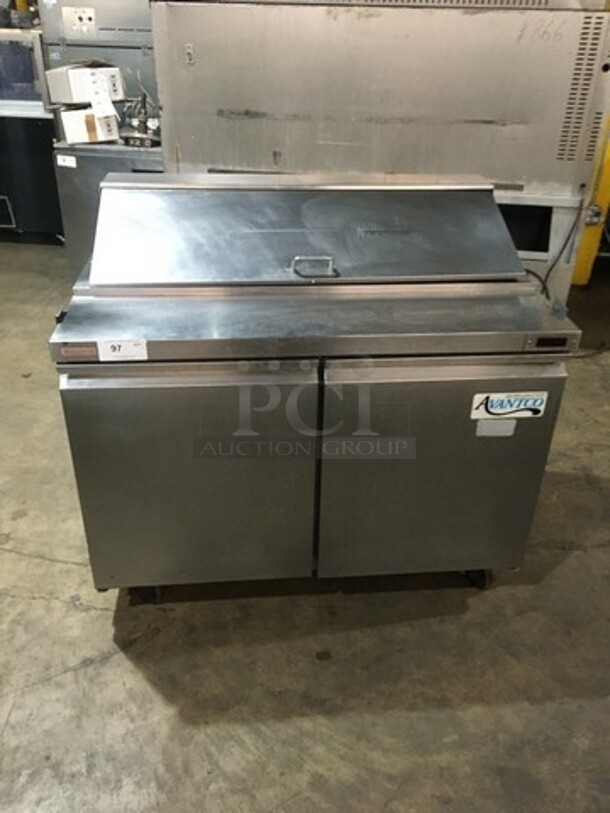 Avantco Commercial Refrigerated Sandwich Prep Table! With 2 Door Underneath Storage Space! All Stainless Steel! Model 178SCL2! 115V! On Casters!