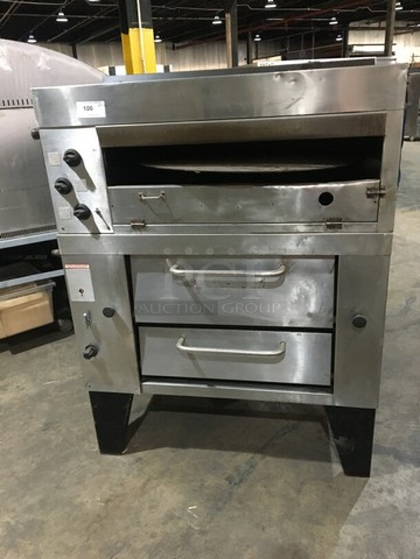 Nice! Attias All Stainless Steel Commercial Natural Gas Powered Double Deck Pizza/ Pita Rotating Baking Oven! On Legs! 2 X Your Bid! Makes One Unit! 