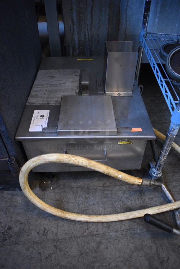 Stainless Steel Commercial Grease Oil Filtration System w/ Hose on Commercial Casters. 16.5x23x16