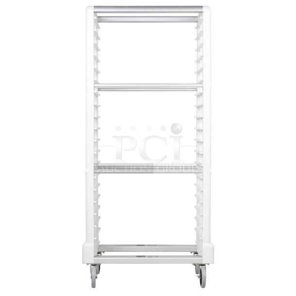 BRAND NEW IN BOX! Rubbermaid Poly Pan Transport Cart on Commercial Casters. Stock Picture Used For Gallery Picture - Image 1 of 4