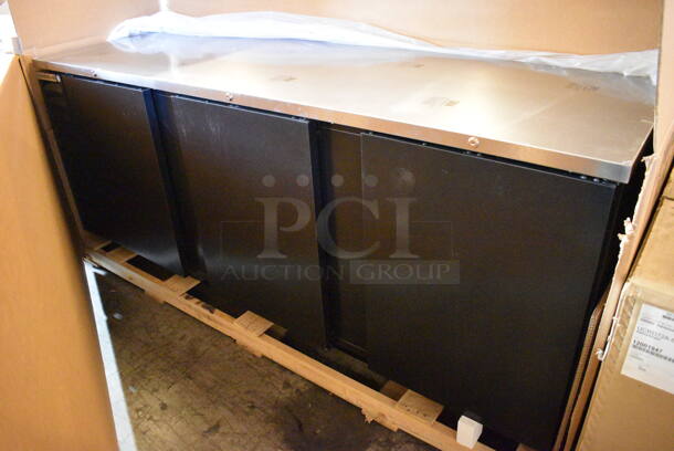 BRAND NEW! Beverage Air Model BB94HC-1-B Stainless Steel Commercial 3 Door Back Bar Undercounter Cooler. 115 Volts, 1 Phase. 95x28.5x37.5. Tested and Working! - Image 1 of 8