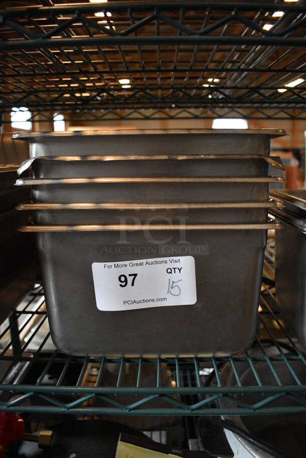 15 Stainless Steel 1/4 Size Drop In Bins. 1/4x6. 15 Times Your Bid!