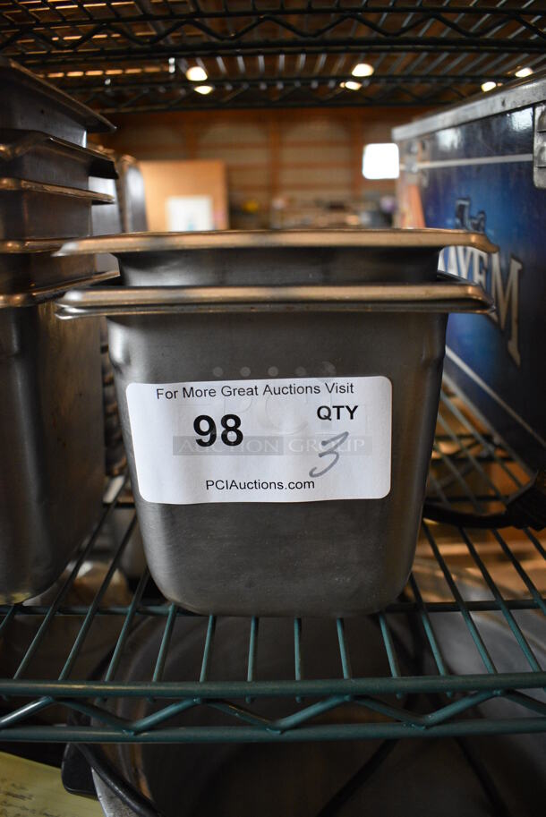3 Stainless Steel 1/6 Size Drop In Bins. 1/6x6. 3 Times Your Bid! - Image 1 of 2