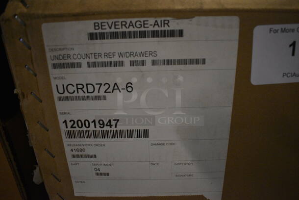 BRAND NEW! Beverage Air Model UCRD72A-6 Stainless Steel Commercial 6 Drawer Undercounter Cooler. 115 Volts, 1 Phase. 72x31x29. Tested and Working! - Image 9 of 9