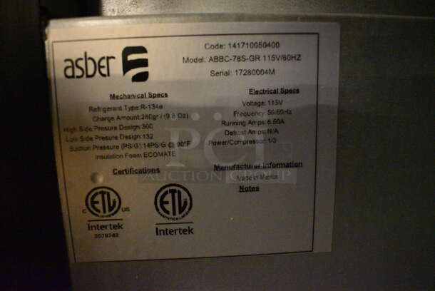 BRAND NEW! Asber Model ABBC-78S-GR Stainless Steel Commercial 3 Door Back Bar Undercounter Cooler. 115 Volts, 1 Phase. 80x29x37.5. Tested and Working! - Image 6 of 10