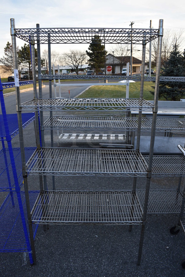 Chrome Finish 4 Tier Metro Shelving Unit. BUYER MUST DISMANTLE. PCI CANNOT DISMANTLE FOR SHIPPING. PLEASE CONSIDER FREIGHT CHARGES. 36x18x72 - Image 1 of 2