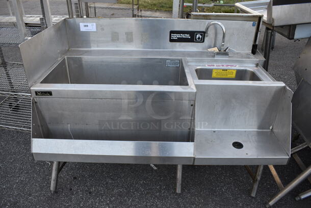 Perlick Stainless Steel Commercial Ice Bin w/ Right Side Sink, Faucet and Speedwell. 50x30x37