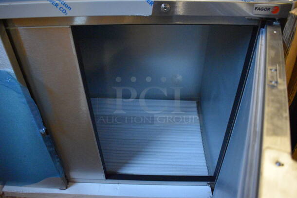 BRAND NEW! Fagor Model FBB-95-S-SLP-GR Stainless Steel Commercial 3 Door Undercounter Cooler. 115 Volts, 1 Phase. 96x29x37.5. Tested and Working! - Image 2 of 8