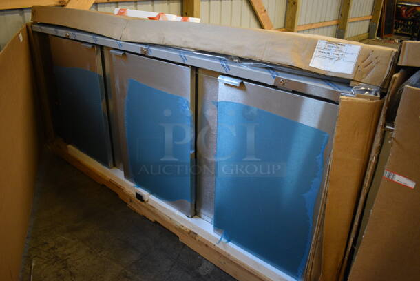 BRAND NEW! Fagor Model FBB-95-S-SLP-GR Stainless Steel Commercial 3 Door Undercounter Cooler. 115 Volts, 1 Phase. 96x29x37.5. Tested and Working! - Image 6 of 8