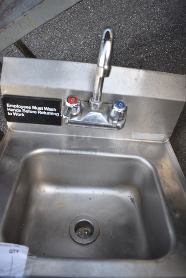 Stainless Steel Commercial Single Bay Wall Mount Sink w/ Faucet and Handles. 17x15x20 - Image 3 of 3