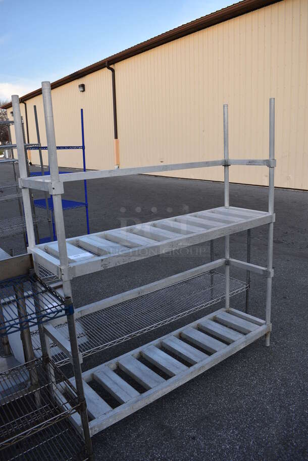 Metal 2 Tier Dunnage Style Shelving Unit. 60x17x69 - Image 2 of 3