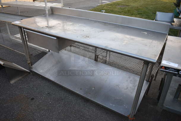 Stainless Steel Commercial Table w/ Drawer and Metal Undershelf. 72x30x41