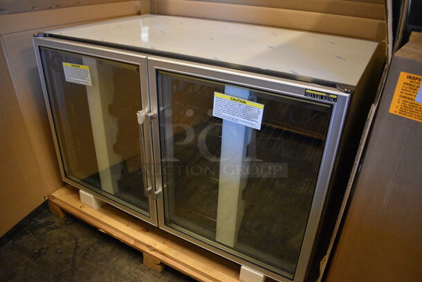 BRAND NEW! Silver King Model SKF48G Stainless Steel Commercial 2 Door Undercounter Freezer Merchandiser. 115 Volts, 1 Phase. 48x30x32. Tested and Working! - Image 2 of 8