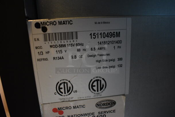 BRAND NEW! 2014 Micro Matic Model MDD-58W Metal Commercial 2 Door Direct Draw Kegerator. 115 Volts, 1 Phase. 59.5x29x57.5. Tested and Working! - Image 6 of 7
