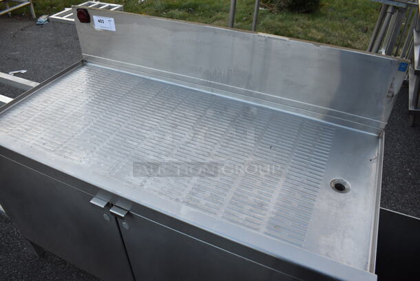 Stainless Steel Commercial Drainboard w/ Backsplash and 2 Doors. 48x24x38 - Image 3 of 4