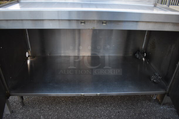 Stainless Steel Commercial Drainboard w/ Backsplash and 2 Doors. 48x24x38 - Image 4 of 4