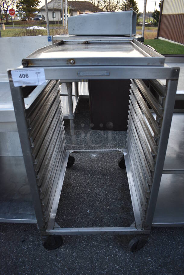 Metal Commercial Pan Transport Rack on Commercial Casters. 20.5x28x36