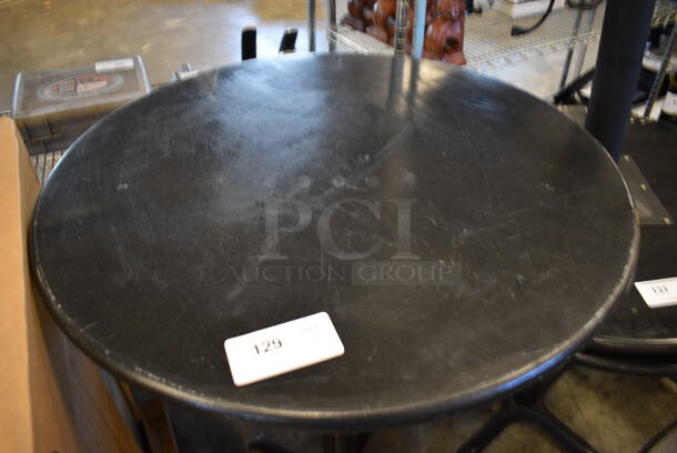 Black Round Bar Height Table on Black Metal Table Base. 32x32x42 - Image 2 of 3