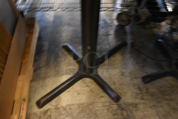Black Round Bar Height Table on Black Metal Table Base. 32x32x42 - Image 3 of 3