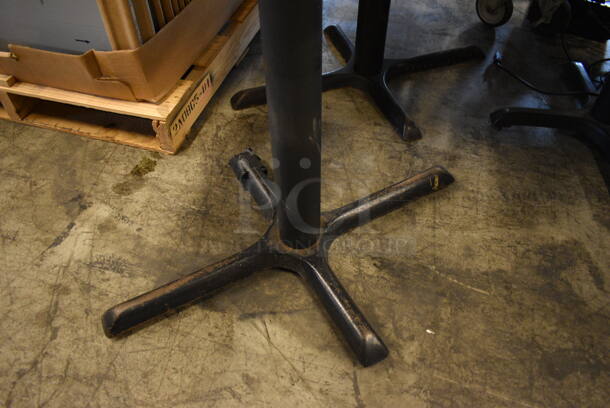 Black Round Table on Black Metal Table Base. 32x32x29 - Image 3 of 3