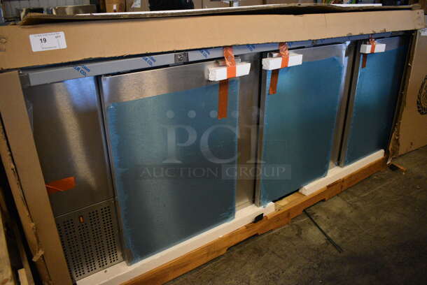 BRAND NEW! 2015 Fagor Model FBB-95-S-SLP-GR Stainless Steel Commercial 3 Door Undercounter Cooler. 115 Volts, 1 Phase. 95.5x29x37.5. Tested and Working! - Image 2 of 12