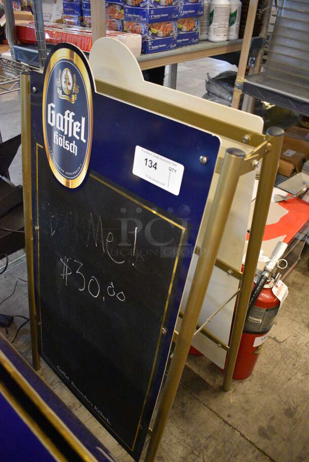Gaffel Double Sided Sidewalk Chalkboard Sign. 22x17x39 - Image 1 of 3