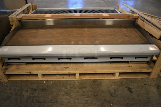 BRAND NEW! American Range Stainless Steel Commercial Countertop Gas Powered Flat Top Griddle. 72x35x13.5