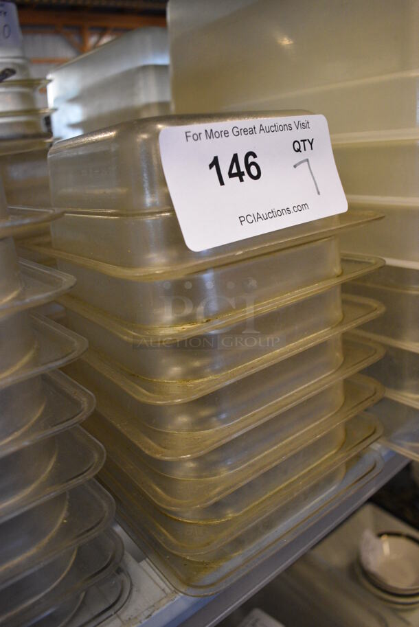 7 Clear Poly 1/6 Size Drop In Bins. 1/6x2. 7 Times Your Bid! - Image 2 of 2