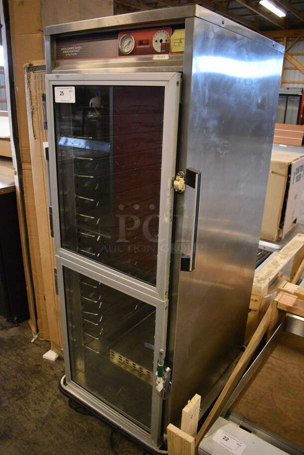 GREAT! Metal Commercial Heated Holding Pan Rack w/ 2 View Through Half Size Doors on Commercial Casters. 27x33x66. Could Not Test - Unit Trips Breaker - Image 2 of 7