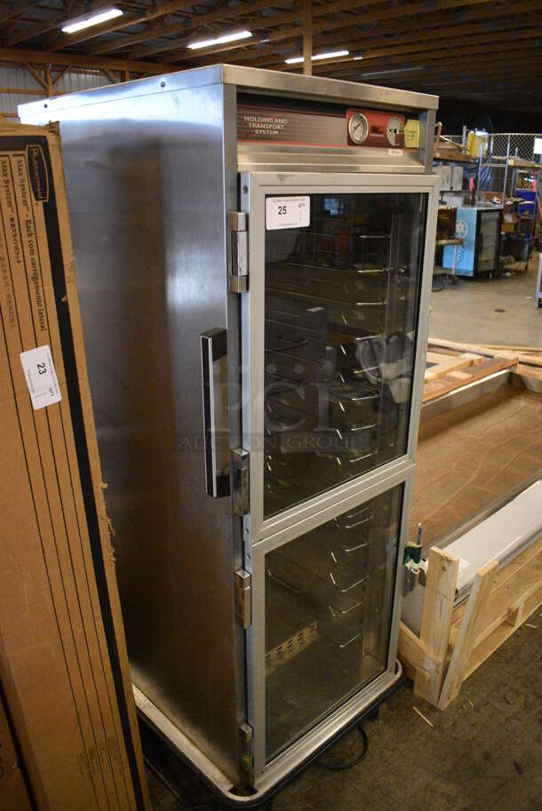 GREAT! Metal Commercial Heated Holding Pan Rack w/ 2 View Through Half Size Doors on Commercial Casters. 27x33x66. Could Not Test - Unit Trips Breaker - Image 4 of 7