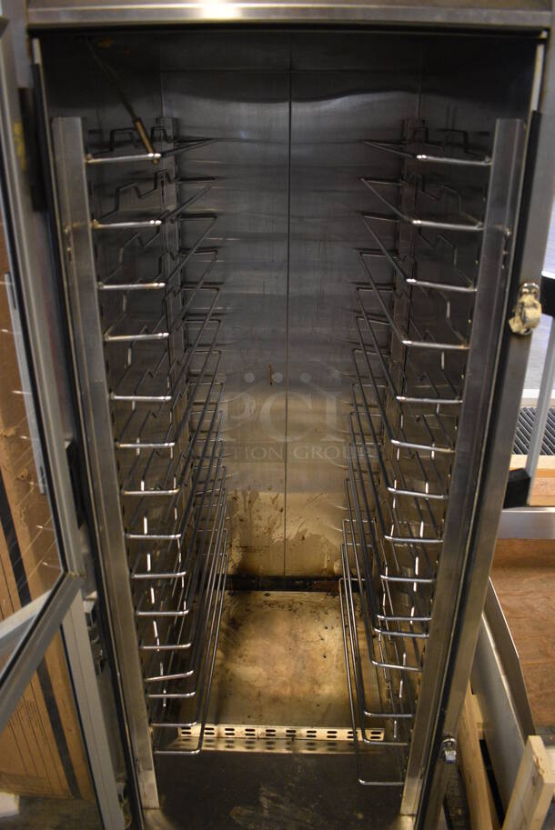 GREAT! Metal Commercial Heated Holding Pan Rack w/ 2 View Through Half Size Doors on Commercial Casters. 27x33x66. Could Not Test - Unit Trips Breaker - Image 5 of 7