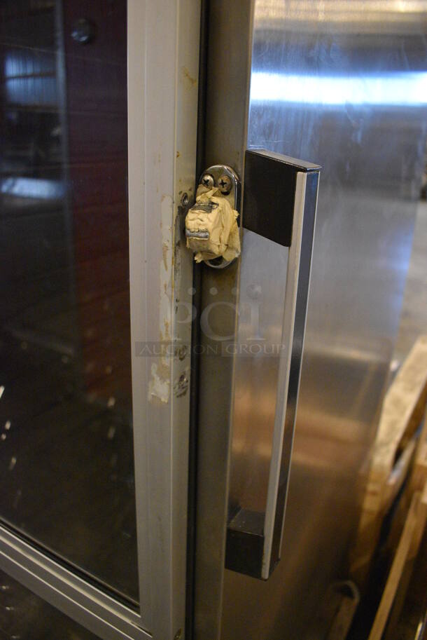 GREAT! Metal Commercial Heated Holding Pan Rack w/ 2 View Through Half Size Doors on Commercial Casters. 27x33x66. Could Not Test - Unit Trips Breaker - Image 6 of 7