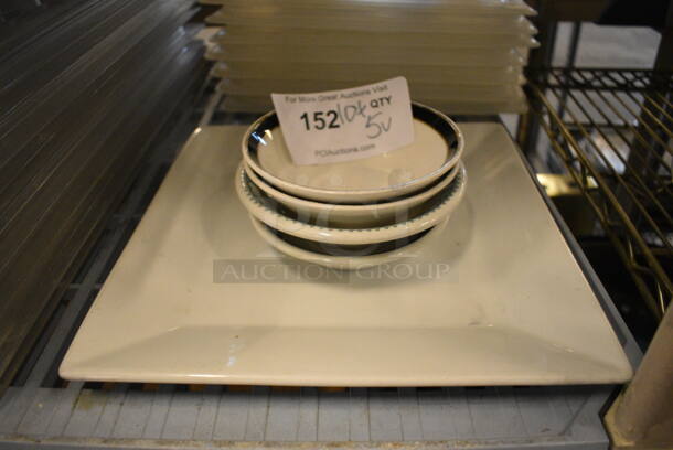 ALL ONE MONEY! Lot of 5 Various White Ceramic Dishes; 4 Bowls and 1 Plate. Includes 11x11x1