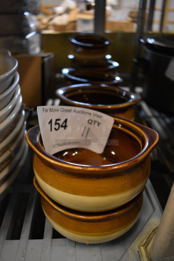 11 Brown and Tan Ceramic Bowls. 5x4.5x2.5. 11 Times Your Bid!
