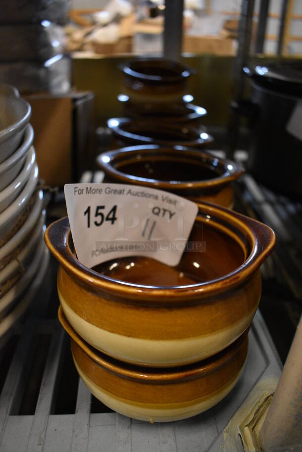 11 Brown and Tan Ceramic Bowls. 5x4.5x2.5. 11 Times Your Bid! - Image 1 of 2