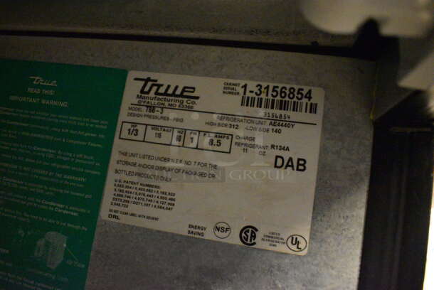 GREAT! True Model TBB-3 Metal Commercial 2 Door Back Bar Cooler. 115 Volts, 1 Phase. 69x27x37. Tested and Working! - Image 7 of 7
