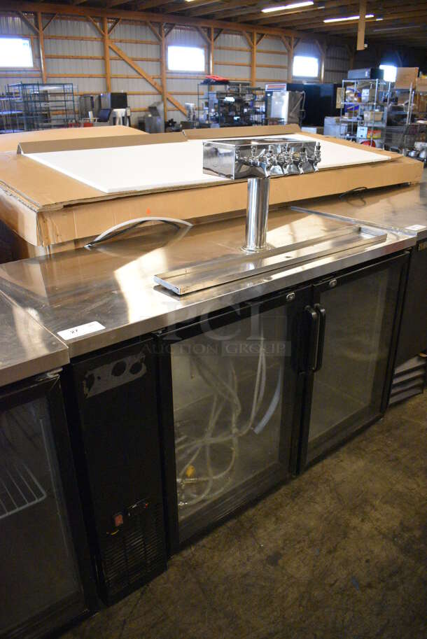 GREAT! Avantco Model 178UBB2G Stainless Steel Commercial Direct Draw Kegerator w/ Beer Tower, 4 Couplers and 2 Lower View Through Doors. 115 Volts, 1 Phase. 59x28x51. Tested and Powers On But Does Not Get Cold - Image 2 of 9