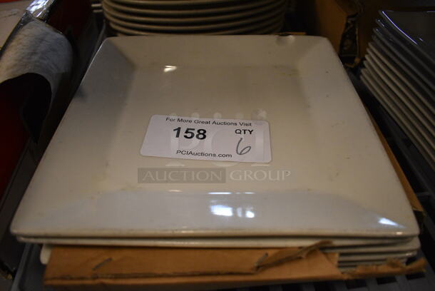 6 White Ceramic Square Plates. 10x10x1. 6 Times Your Bid! - Image 1 of 2