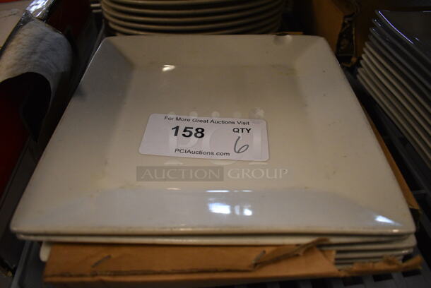 6 White Ceramic Square Plates. 10x10x1. 6 Times Your Bid!