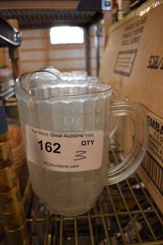 3 Clear Poly Pitchers. 7x5x8. 3 Times Your Bid!