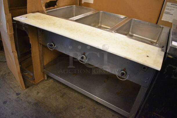 Stainless Steel Commercial Floor Style Electric 3 Bay Steam Table w/ Metal Undershelf. 44x32x33. Cannot Test Due To Plug Style - Image 2 of 7
