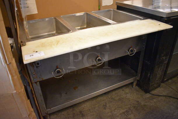Stainless Steel Commercial Floor Style Electric 3 Bay Steam Table w/ Metal Undershelf. 44x32x33. Cannot Test Due To Plug Style - Image 3 of 7
