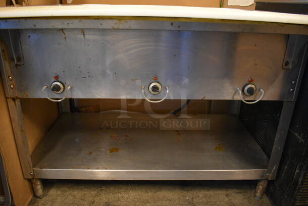 Stainless Steel Commercial Floor Style Electric 3 Bay Steam Table w/ Metal Undershelf. 44x32x33. Cannot Test Due To Plug Style - Image 5 of 7