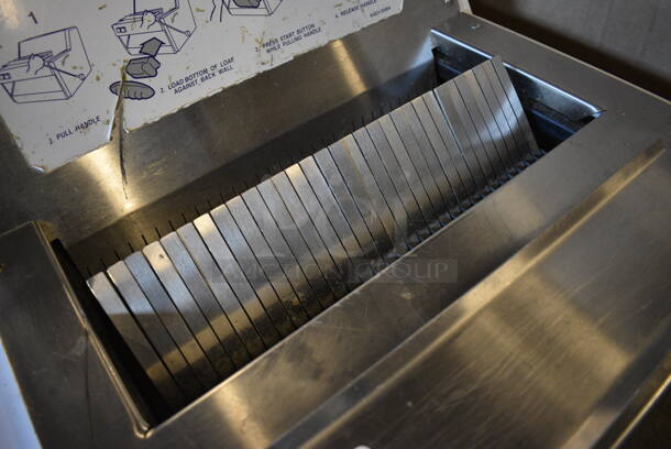 SWEET! Oliver Model 711 Metal Commercial Countertop Bread Loaf Slicer on Stainless Steel Equipment Stand w/ Commercial Casters. 115 Volts, 1 Phase. 26x28.5x48. Tested and Working! - Image 5 of 7